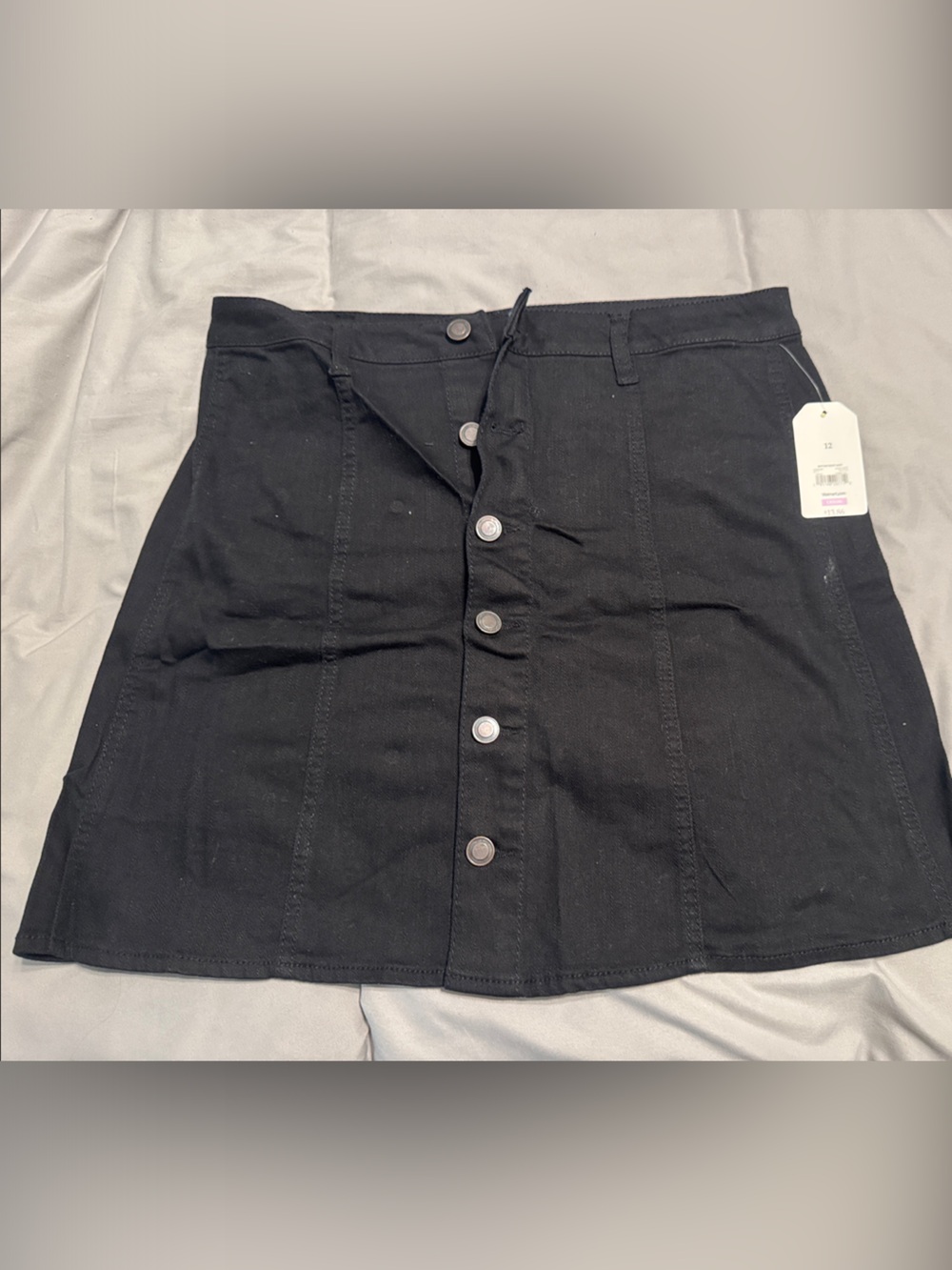 Faded Glory Black Button-Front Mini Skirt